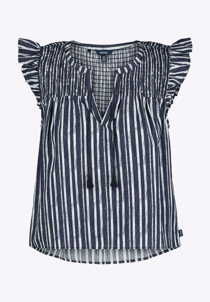Buffalo Women Shirts Navy Woven Woven Short Sleeve Striped Pattern
