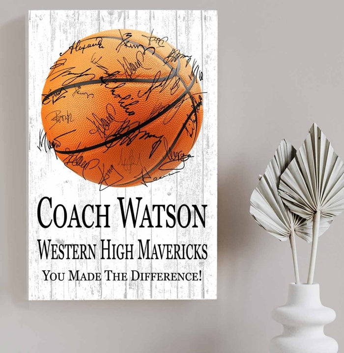 Basketball Coach Gift Plaque Signable by The Team - Broad Bay Personalized Gifts Shipped Fast