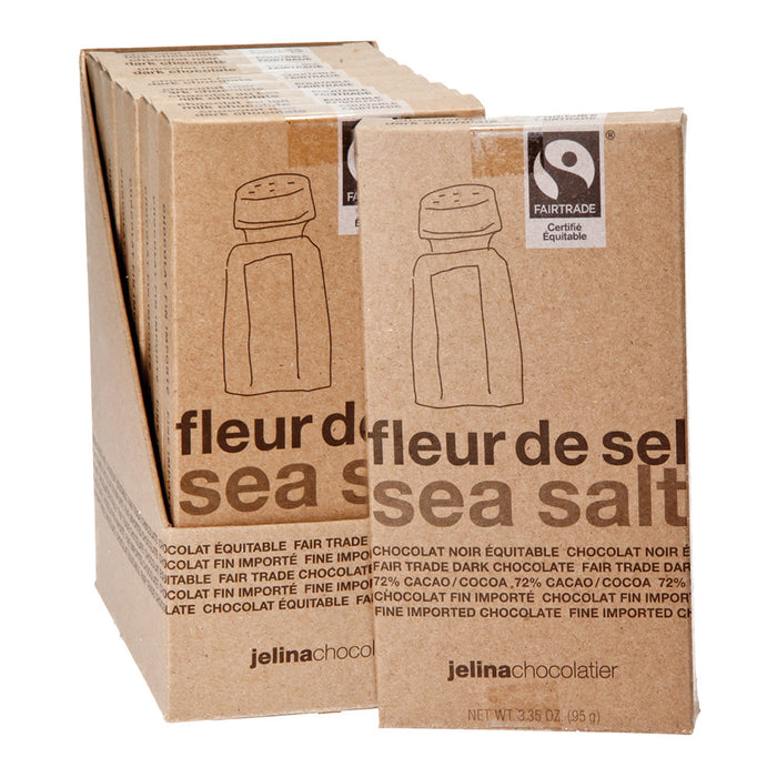 Jelina Chocolatier Sea Salt 72% Dark Chocolate Bars - 8 Count