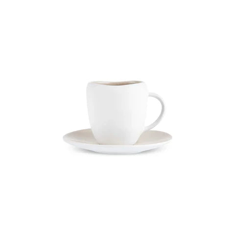 Karaca Earth Collection New Cupid Glaçure Réactive Ensemble de Tasse à Café Turc Espresso, 90 ml, 1 Personne, Beige Blanc