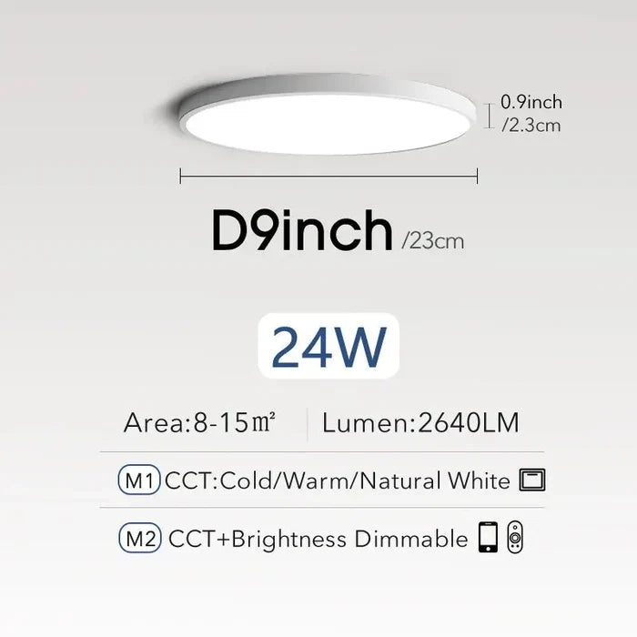White-9inch-24W / China / Cold White-No Remote