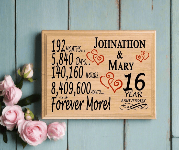 Personalized 16 Year Anniversary Gift