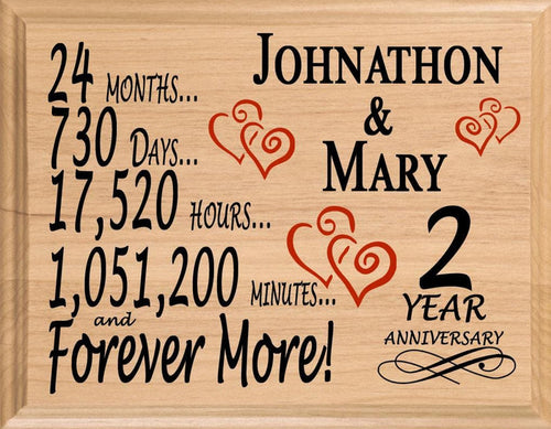 2 Year Anniversary Gifts Personalized 2nd Wedding Anniversary