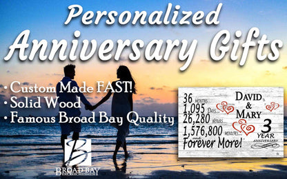 3 Year Anniversary Gift Personalized 3rd Wedding Anniversary Present - Broad Bay Personalized Gifts Shipped Fast