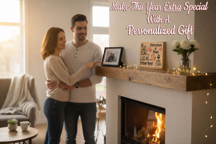 4th Anniversary Gift - Personalized Wood Plaque for Husband, Wife or Couple - 4 Year