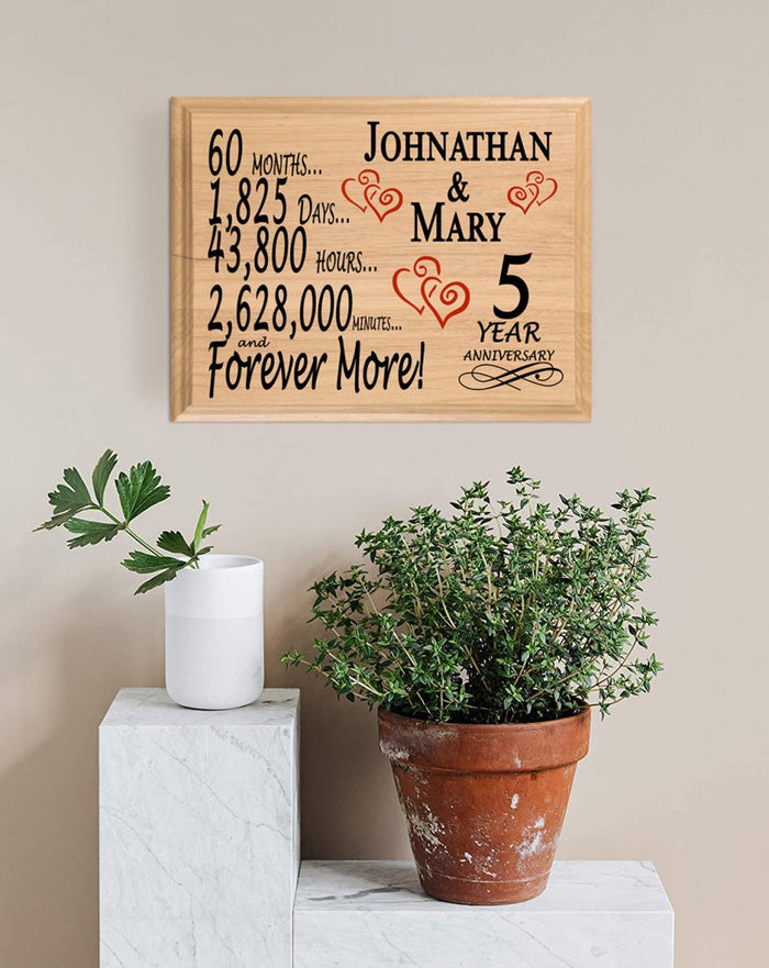 5 Year Anniversary Gift Personalized 5th Wedding Anniversary Traditional Wooden - Broad Bay Personalized Gifts Shipped Fast