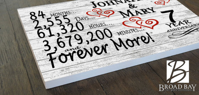 7 Year Anniversary Gift Personalized 7th Wedding Anniversary Present - Broad Bay Personalized Gifts Shipped Fast