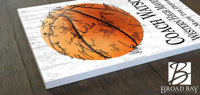 Basketball Coach Gift Plaque Signable by The Team - Broad Bay Personalized Gifts Shipped Fast