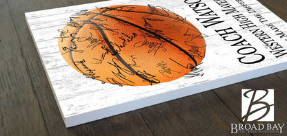 Basketball Coach Gift Plaque Signable by The Team - Broad Bay Personalized Gifts Shipped Fast