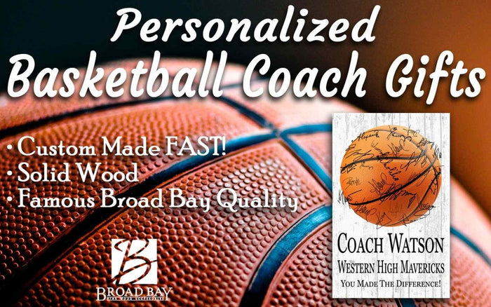 Basketball Coach Gift Plaque Signable by The Team - Broad Bay Personalized Gifts Shipped Fast