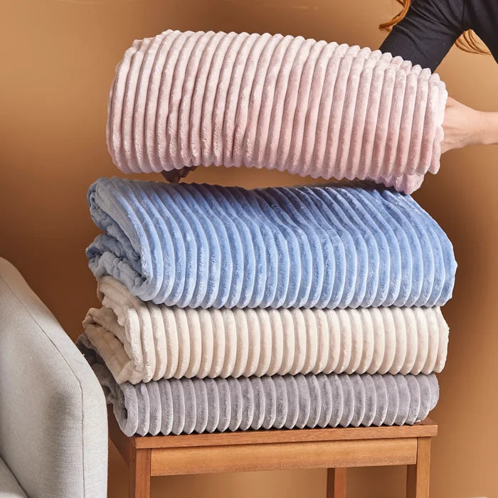 Couverture Karaca Ruby Stripe Wellsoft single, bleu