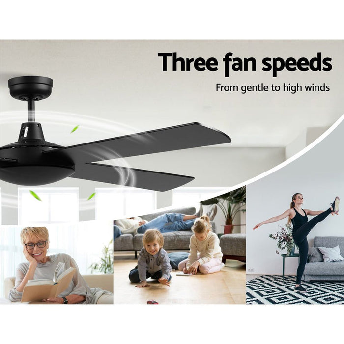 Devanti 52'' Ceiling Fan w/Remote - Black -Home Living Store - -