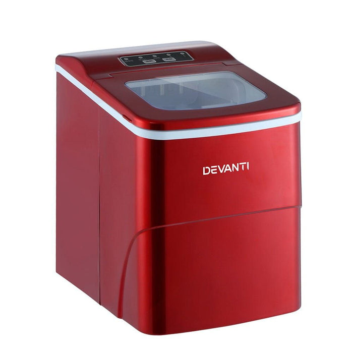 DEVANTi Portable Ice Cube Maker Machine 2L Home Bar Benchtop Easy Quick Red -Home Living Store - -