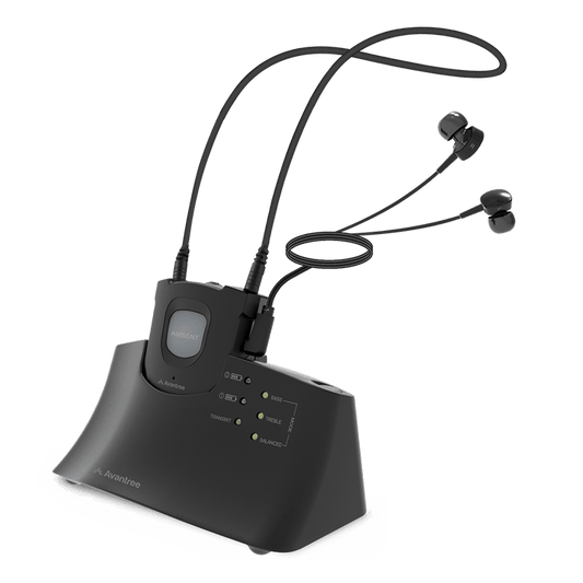HT380 Wireless Headphone for Hearing Impaired Seniors, Loud, Left / Right Balance Adjustment, Voice Clear Mode, Backup Battery incl. Support All TV