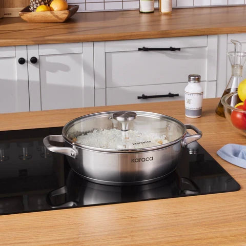 Karaca Elite – Casserole plate en acier inoxydable 26 cm, 3,4 L
