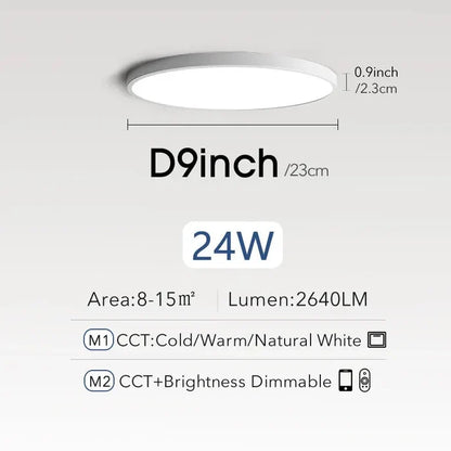 White-9inch-24W / China / Cold White-No Remote