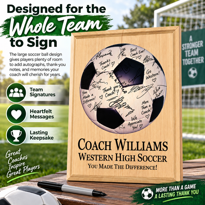 Soccer Coach Plaque  - Signatures from the Team