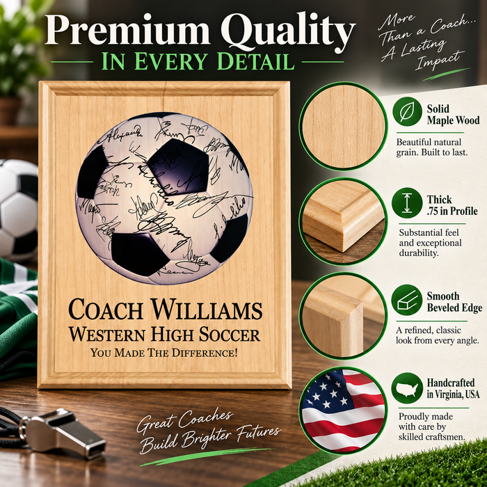 Soccer Plaque for Coaches - Signable by the Team