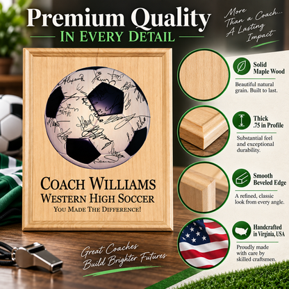Soccer Plaque for Coaches - Signable by the Team