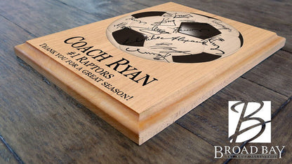 Soccer Coach Gift Plaque SIGNABLE by TEAM - Broad Bay Personalized Gifts Shipped Fast