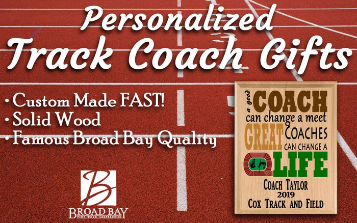 Track Coach Plaque Gift For Great Team Coaches - Broad Bay Personalized Gifts Shipped Fast