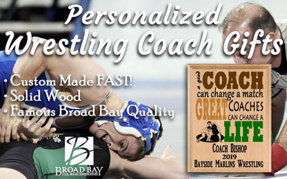 Wrestling Coach Gift Plaque CUSTOM Great Wrestling Team Coaches Gifts - Broad Bay Personalized Gifts Shipped Fast