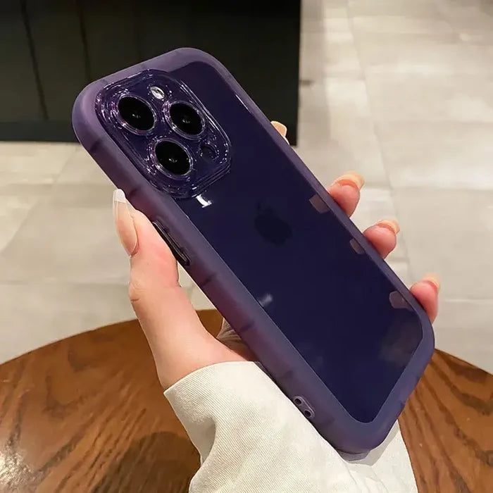 A person holding a purple phone case