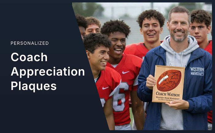 Signable Football Coach Gift Plaque - Team Signed Custom Wood Award