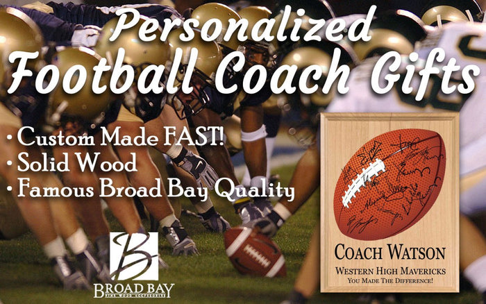 Football Coach Gift Plaque Signable by Team For Great Coaches - Broad Bay Personalized Gifts Shipped Fast