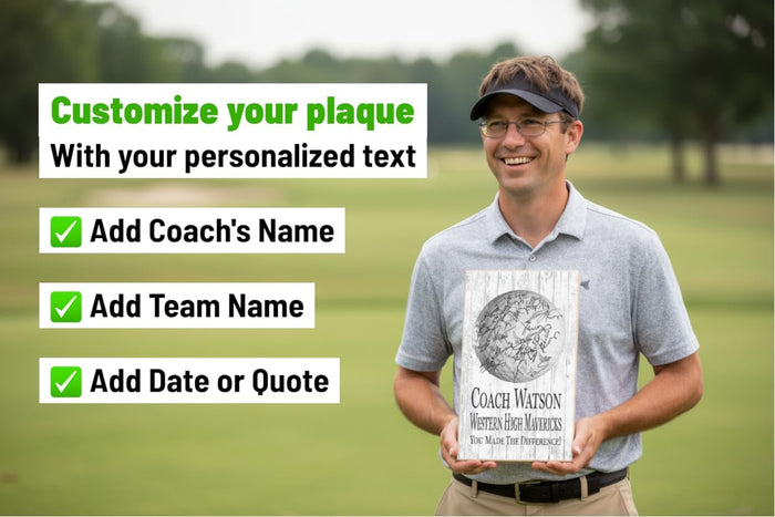 Signable Golf Coach Gift Plaque - Team Signed Custom Wood Award