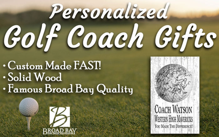 Golf Coach Gift Plaque Personalized SIGNABLE Sign for Team Coaches - Broad Bay Personalized Gifts Shipped Fast