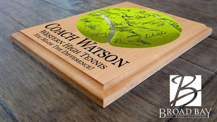 Tennis Coach Gift Plaque - PERSONALIZED & SIGNABLE For Team Coaches - Broad Bay Personalized Gifts Shipped Fast