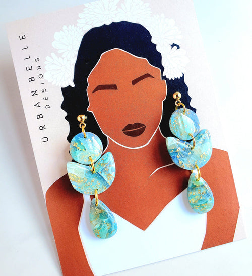 SOPHIE Blue Agate Inspired Statement Earrings