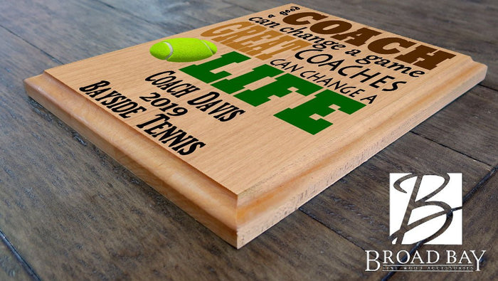 Personalized Tennis Coach Gift Plaque Custom For Great Tennis Team Coaches - Broad Bay Personalized Gifts Shipped Fast