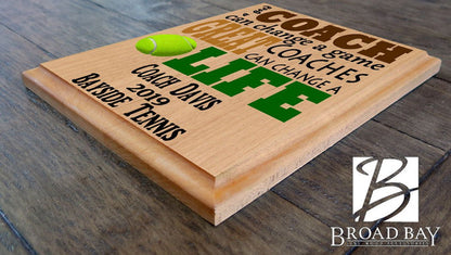 Personalized Tennis Coach Gift Plaque Custom For Great Tennis Team Coaches - Broad Bay Personalized Gifts Shipped Fast