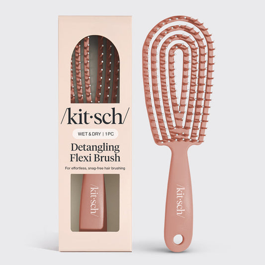 Terracotta Kitsch Detangling Flexi Brush on a soft neutral background – flexible bristles for gentle detangling