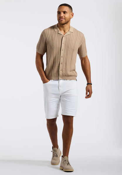 Buffalo Men Sweaters Beige Knit Sweaters Short-Sleeve Silhouette Cozy Sweater Knit