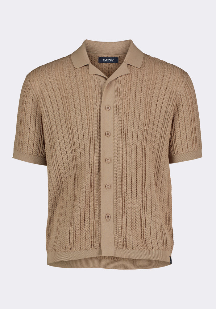 Buffalo Men Sweaters Beige Knit Sweaters Short-Sleeve Silhouette Cozy Sweater Knit